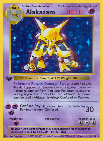 Alakazam (1/102) (Shadowless) [Conjunto básico 1.ª edición] 
