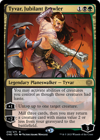 Tyvar, Jubilant Brawler (paquete promocional) [Phyrexia: All Will Be One Promos] 
