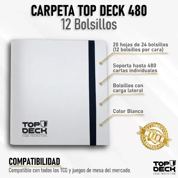 Carpeta con elástico blanca - 480 bolsillos