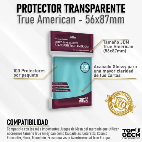 Protectores Juego de Mesa True American 56x87mm