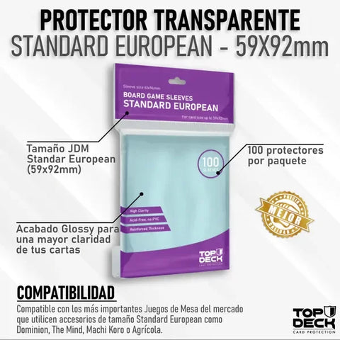 Protectores Juego de Mesa - TOPDECK Standard European 59x92mm