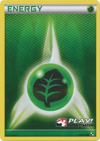Grass Energy (105/114) (Promoción de Play Pokemon) [Blanco y negro: Conjunto básico] 