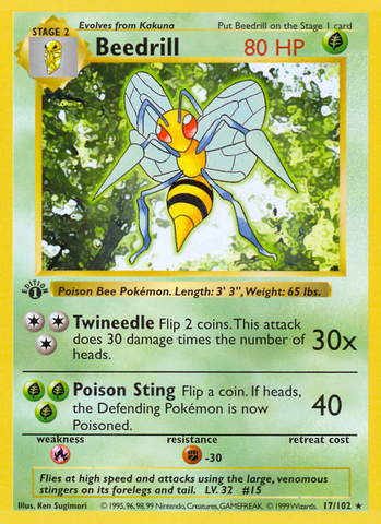 Beedrill (17/102) (Shadowless) [Conjunto básico 1.ª edición] 