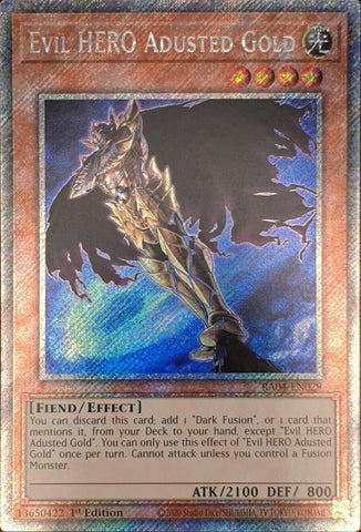 Evil HERO Adusted Gold [RA04-EN029] Platinum Secret Rare