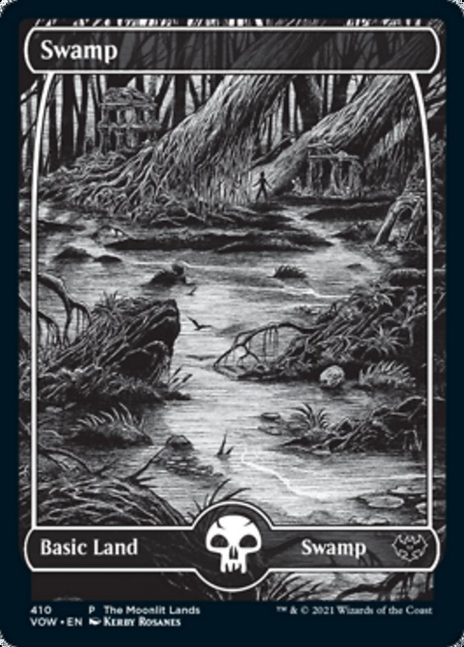 Pantano (Las tierras iluminadas por la luna) (Grabado en aluminio) [Innistrad: Crimson Vow Promos] 