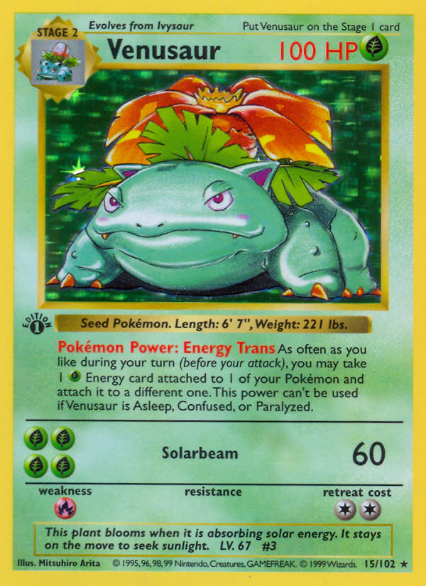 Venusaur (15/102) (Shadowless) [Conjunto básico 1.ª edición] 