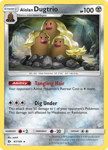 Alolan Dugtrio (87/149) (Cosmos Holo) (Exclusivo en blíster) [Sol y Luna: Conjunto básico] 