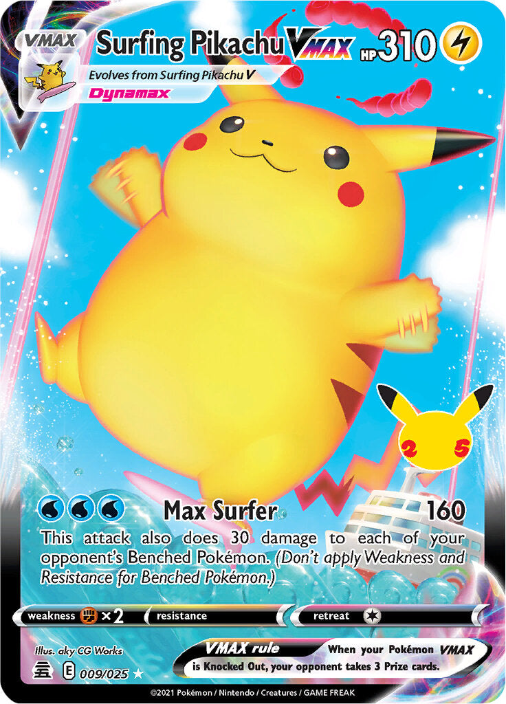 Surfeando Pikachu VMAX (009/025) [Celebraciones: 25 Aniversario] 