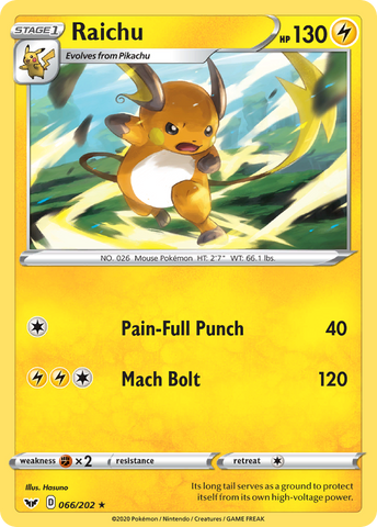 Raichu (066/202) [Espada y escudo: conjunto básico] 