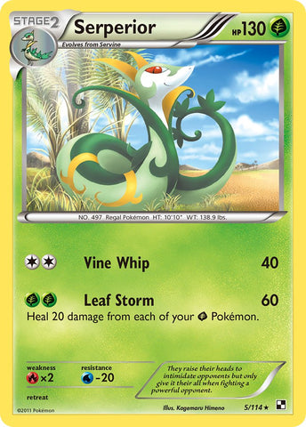 Serperior (5/114) (Cracked Ice Holo) (Exclusivo de la baraja temática) [Blanco y negro: Conjunto básico] 
