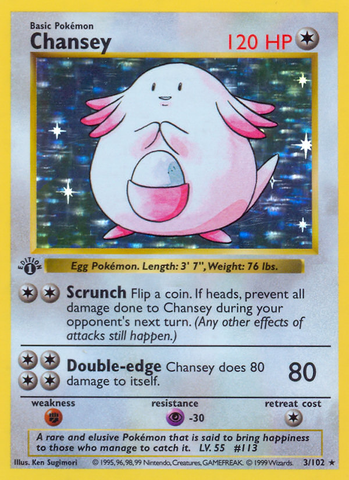 Chansey (3/102) (Shadowless) [Conjunto básico 1.ª edición] 