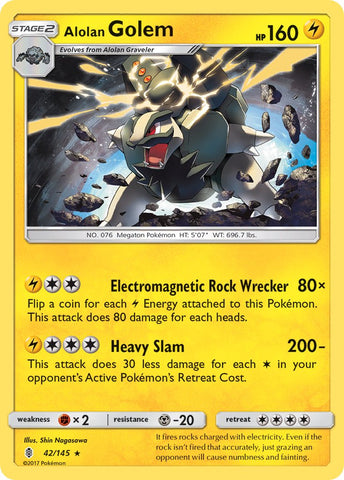 Alolan Golem (42/145) (Cosmos Holo) (Exclusivo en blíster) [Sol y luna: Guardianes nacientes] 