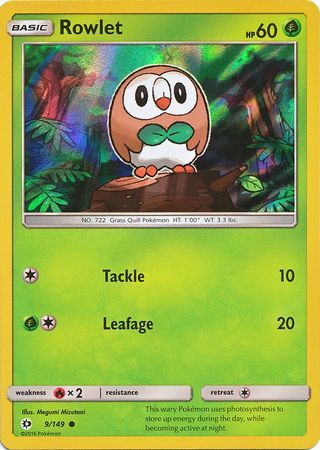 Rowlet (9/149) (Water Web Holo) [Sol y Luna: Conjunto básico] 