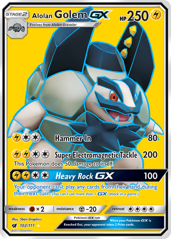 Alolan Golem GX (102/111) [Sol y Luna: Invasión Carmesí] 