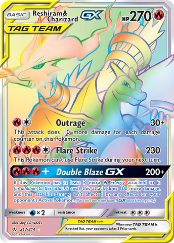 Reshiram y Charizard GX (217/214) [Sol y Luna: Vínculos inquebrantables] 