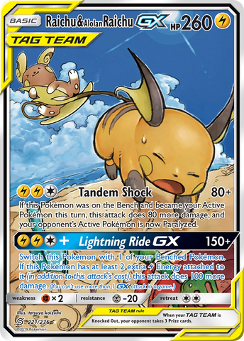 Raichu y Alolan Raichu GX (221/236) [Sol y Luna: Mentes unificadas] 