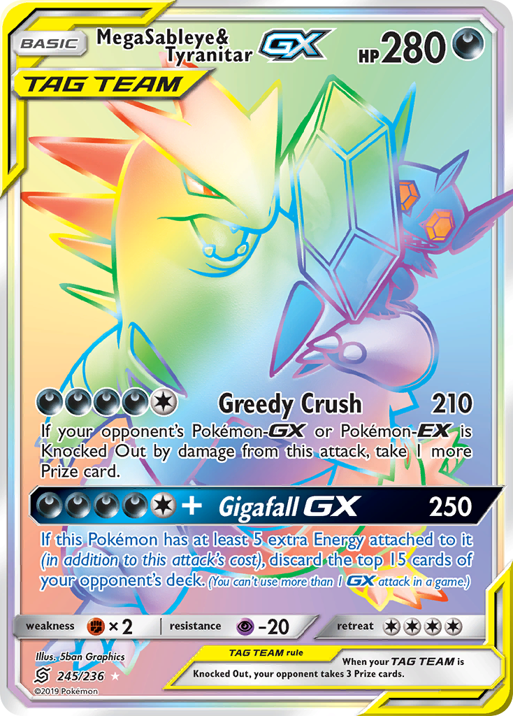 Mega Sableye y Tyranitar GX (245/236) [Sol y Luna: Mentes unificadas] 