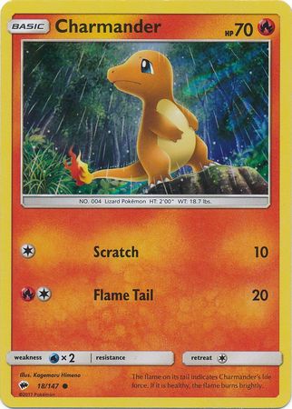 Charmander (18/147) (Promoción de colección premium) [Sol y luna: Sombras ardientes] 