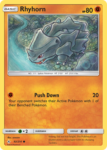 Rhyhorn (92/214) [Sol y Luna: Vínculos inquebrantables] 