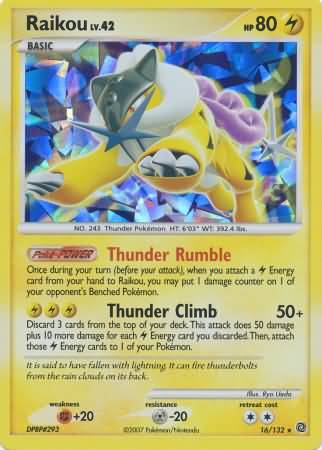 Raikou (16/132) (Holo de hielo agrietado) [Diamond &amp; Pearl: Secret Wonders] 