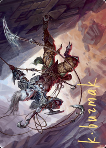 Tarjeta artística Akiri, Fearless Voyager (firma estampada en oro) [Serie Zendikar Rising Art] 