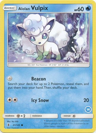 Alolan Vulpix (21/145) (Exclusivo de cubierta n.° 14) [Sol y Luna: Kit de entrenador - Alolan Ninetales] 