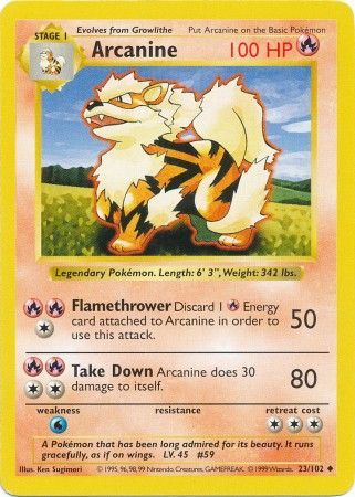 Arcanine (23/102) [Conjunto básico Shadowless Unlimited] 