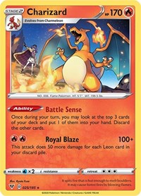 Charizard (025/185) (Holo de hielo agrietado) (Exclusivo de la baraja temática) [Espada y escudo: voltaje vívido] 
