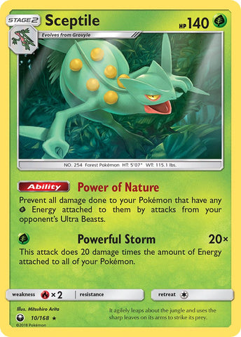 Sceptile (10/168) (Exclusivo de la baraja temática) [Sol y luna: Tormenta celestial] 