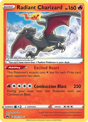 Charizard radiante (020/159) [Espada y escudo: Crown Zenith] 