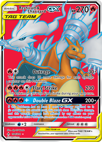 Reshiram y Charizard GX (194/214) [Sol y Luna: Vínculos inquebrantables] 