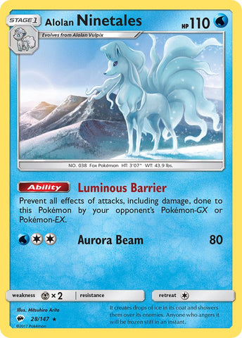Alolan Ninetales (28/147) (Cracked Ice Holo) (Exclusivo de la baraja temática) [Sol y luna: Sombras ardientes] 
