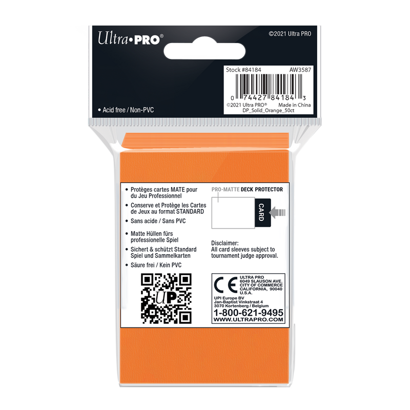 Ultra PRO: Standard 50ct Sleeves - PRO-Matte (Orange)