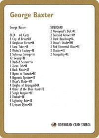 Tarjeta de lista de mazo de George Baxter de 1996 [Mazos del Campeonato Mundial] 