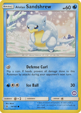 Alolan Sandshrew (19/145) (Exclusivo de cubierta n.° 29) [Sol y Luna: Kit de entrenador - Alolan Sandslash] 