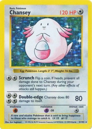 Chansey (3/102) [Conjunto básico Shadowless Unlimited] 