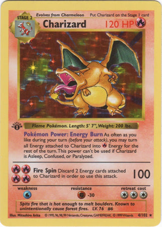 Charizard (4/102) (Shadowless) [Conjunto básico 1.ª edición] 