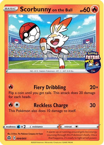 Scorbunny en la pelota (004/005) [Colección Pokémon Fútbol Sala] 